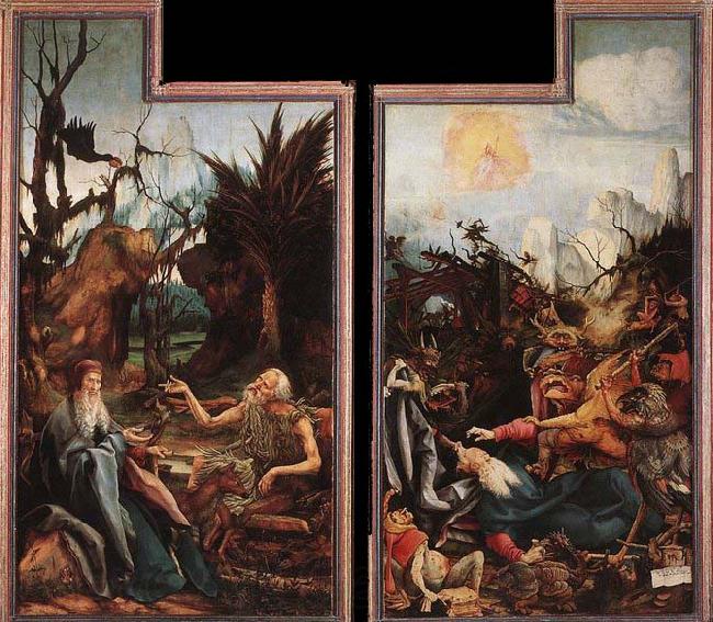 Grunewald, Matthias Visit of St Antony to St Paul and Temptation of St Antony Spain oil painting art